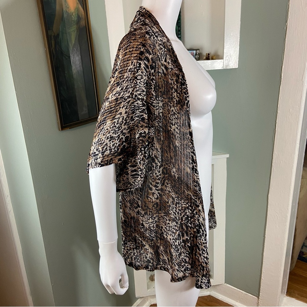 3/$12 Vintage 90s Chico's Sz 1 Sheer Leopard Kimono Jacket Swimsuit Beach Pool - Picture 5 of 9